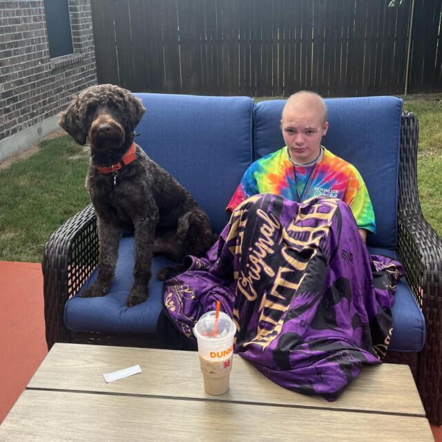A boy and his pup! This is Maverick, the F1b English Labradoodle. Evidently, he also likes his coffee! 😂 
.
.
.
#lostcreeklabradoodles #labradoodle #englishlabradoodle #lostcreektequila #labradoodlesofinstagram